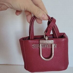 Steve Madden Mini Bag Charm Bag Satchel Handbag Red Vegan Leather Women's Womans